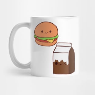 Orange hamburger 🍔 and brown milk 🥛 Mug